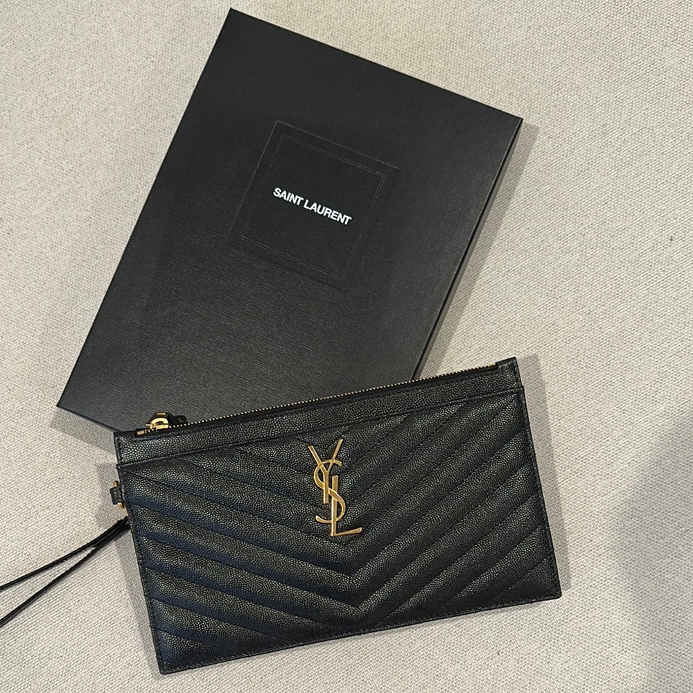 Saint Laurent Monogram Matelassé Leather Pouch